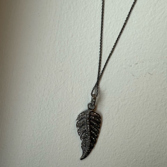 Pave Diamond Leaf Necklace - Picture 5 of 5